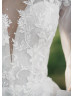 Long Sleeves Ivory Lace Tulle V Back Awesome Wedding Dress